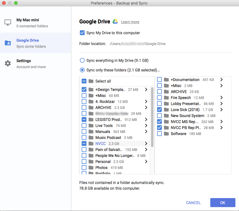 Google Drive - Selective Sync